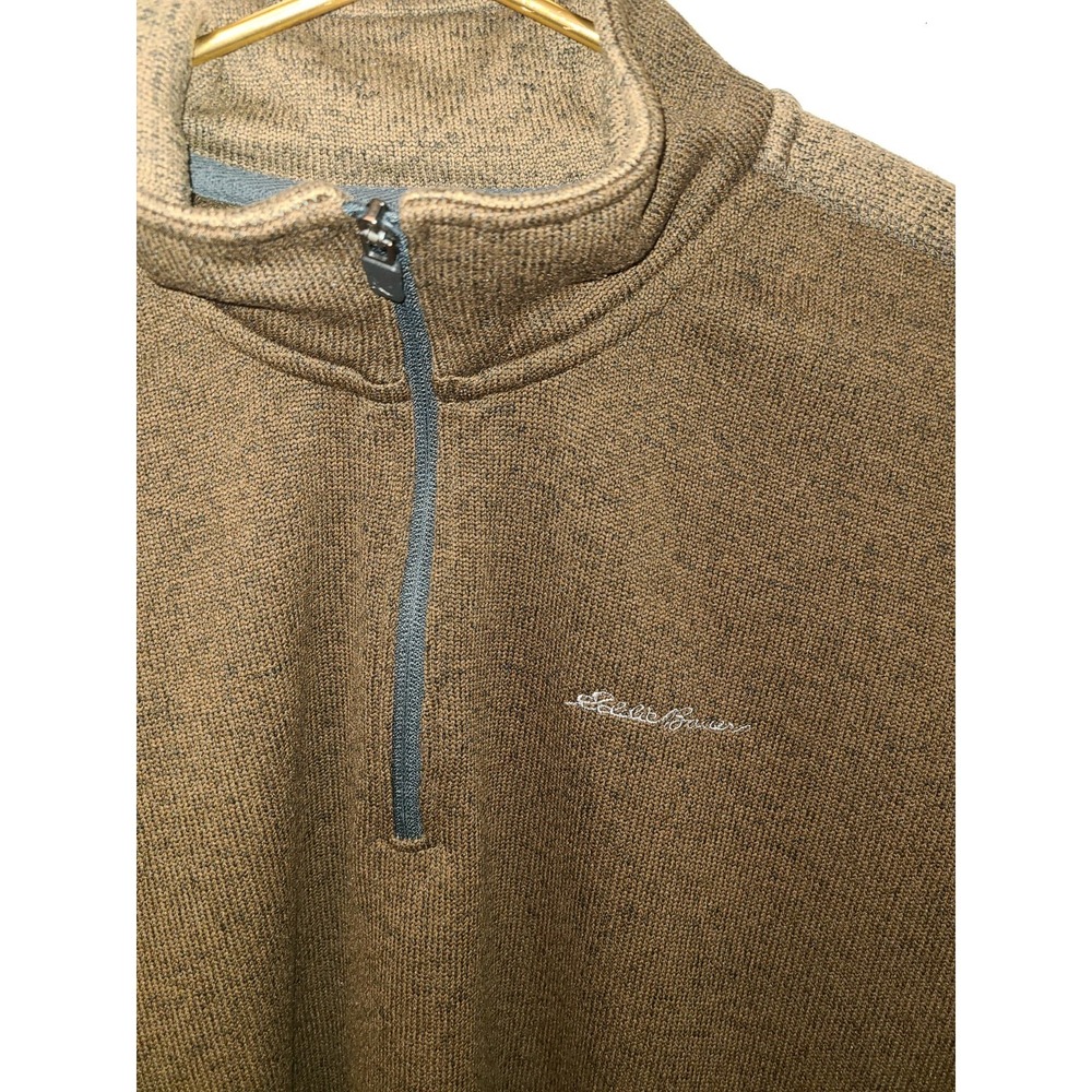 Two Tone Men's‎ Eddie Bauer 1/4 Zip Pullover Sweater Fleece Lined Brown Size 2XL